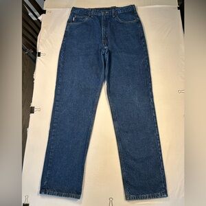 Vintage Carhartt Flannel Lined Jeans Mens 34x34 Dark Blue Denim Y2K B21DST